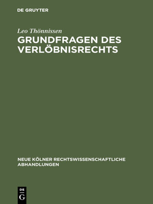 cover image of Grundfragen des Verlöbnisrechts